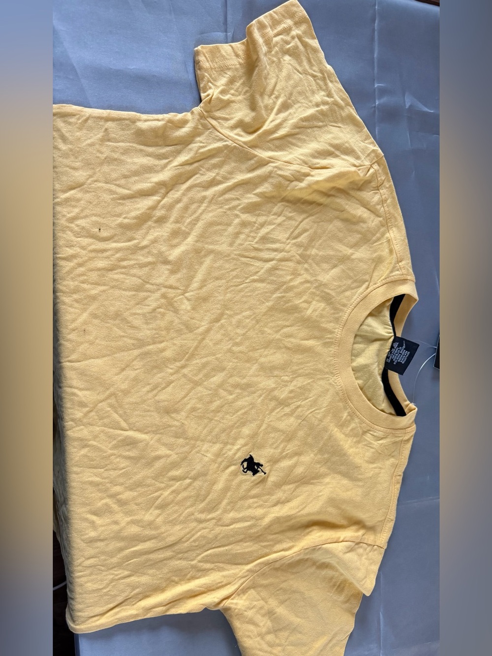 Pacific Polo Club Yellow Men's Crewneck T-Shirt with Embroidered Logo